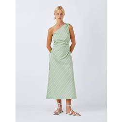 John Lewis Anyday Stripe Tie Detailing One Shoulder Dress - Green