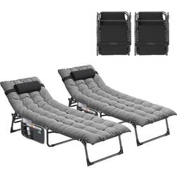 YitaHome Reclining Sun Lounger Set of 2 190x68x31cm Gray
