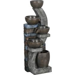 OutSunny Gartenbrunnen 37L x 35W x 107H cm Grau Braun