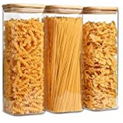 Comsaf Glass Spaghetti Storage Jar Set of 3 Food Container