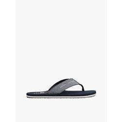 Tommy Hilfiger Tongs En Chambray De Lin À Logo - Bleu Marine