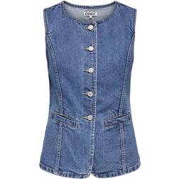 Only Onlgiulina S/L Button Vest DNM Medium Blue Denim