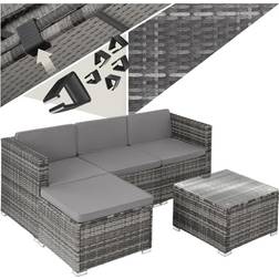 tectake Poly Rattan Lounge Set mit Sofa Sessel für 3-4 Personen - Grau
