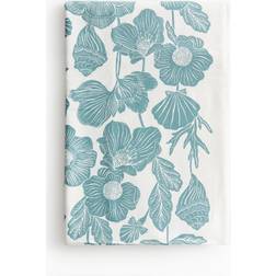 H&M Vattenavvisande Bomullsduk 140x320 Turkos Blommig Bordsduk Turkos