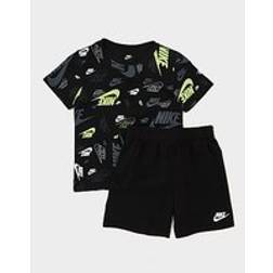 Nike All Over Print Crew T-Shirt Shorts Set Children - Black