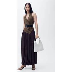 Mango Halter-Neck Crossover Top - Chocolate