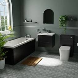 Wholesale Domestic Stockwell 1700mm Straight Single Ended Bathroom Suite Nero Oak Furniture Set
