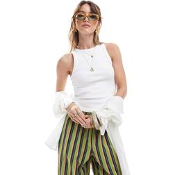 Stradivarius Basic Racerback Top - White