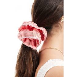 Pieces XL Scrunchie in Red Gingham Print
