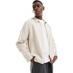 New Look Harrington Jakke Med Striber I Hørblanding - Beige