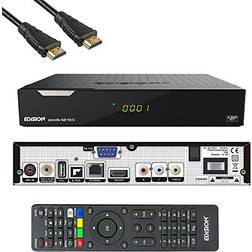 Edision PICCOLLO S2 T2 C Kombinationsmottagare H.265 HEVC DVB-S2 DVB-T2 DVB-C CI Full HD USB svart inkl. HDMI-kabel