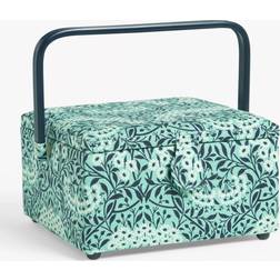 John Lewis William Morris Michaelmas Daisy Square Lid Sewing Basket Teal Storage Box