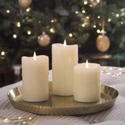 Lights4fun TruGlow Dripping Wax Pillar Trio - Warm White LED Candle
