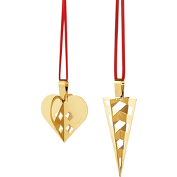Georg Jensen Weihnachtsschmuck-Set 2025 Herz & Spitztüte 18 Karat Goldauflage Weihnachtsbaumschmuck 2Stk.