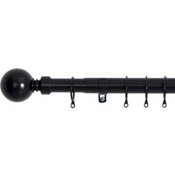 Symple Stuff Extendable Eyelet Plain Curtain Single Pole 5cm H x 120cm W x 3cm D - Black
