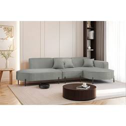 Fun-Möbel Ecksofa Designersofa VALENCIA in Stoff Scala Grau Ottomane Rechts Sofa 210cm