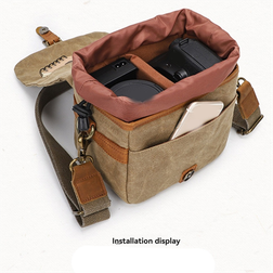 Torribaly Canvas SLR Camera Bag Mini Single Messenger Bags Khaki