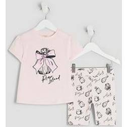 River Island Mini Girls Perfume T-Shirt Shorts Set - Light Pink