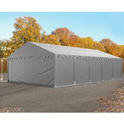 Toolport Lagerzelt 5x10 m Unterstand Weidezelt Garagenzelt PVC Plane 700 N Wasserdicht in Grau