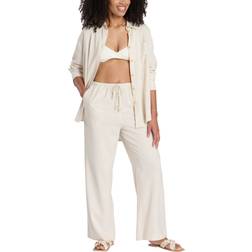 South Beach Women's Cream Drawstring Waist Trousers - Beige