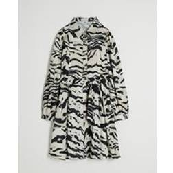 River Island Zebra Belted Shirt Dress - Beige