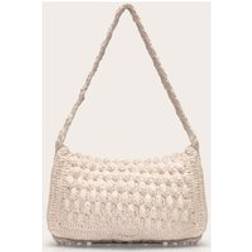 PrettyLittleThing Cream Crochet Beach Shoulder Bag - White