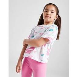 Nike Girls' All Over Print T-Shirt Shorts Set Children - White