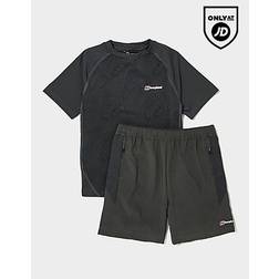 Berghaus All Over Print Grid T-Shirt Shorts Set Children - Black