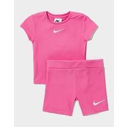 Nike Girls' Ribbed Crew T-Shirt Shorts Set Children - Pink