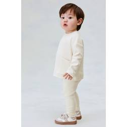 H&M Baby 2-Delat Set I Bomullstrikå - Ljusbeige
