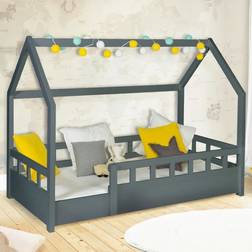 IDMarket Lit Cabane Enfant 80 x 160 cm Neree Gris