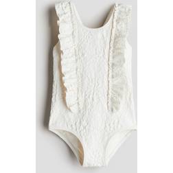 H&M Flounce Trimmed Swimsuit - White