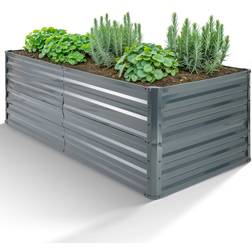 Arebos Metal Raised Bed 240 x 90 x 79 cm Galvanised Steel