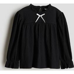 H&M Sort PIcotkantet Bluse -