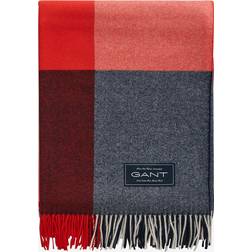 Gant Home Plaid I Uld Check - Rød Tæppe (180x130cm)