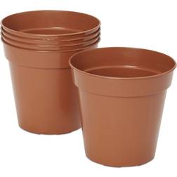 Verve Terracotta Brown Plastic Grow Pot 10cm x 12cm Pack of 5