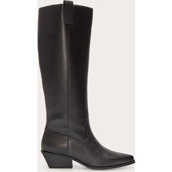 PrettyLittleThing Pu Point Toe Western Knee High Boots - Black