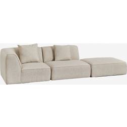 Sklum Sofá Modular Esquinero 2 Piezas Con Puff En Tela Bouclé Beige Crema Sofa