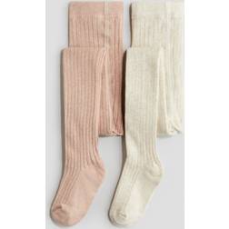 H&M Muchachas Leotardos En Punto De Canalé - Rosa
