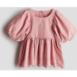H&M Blus Med Broderie Anglaise - Rosa