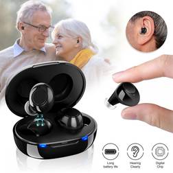 Aiwen Mini Hearing Amplifier Aid Rechargeable Digital Personal Sound Amplifier 1 Pair Black
