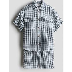 H&M Pojke 2-delat Set I Bomullsmuslin - Mörkblå/Rutig
