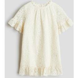 H&M Frill-trimmed Lace Dress - White