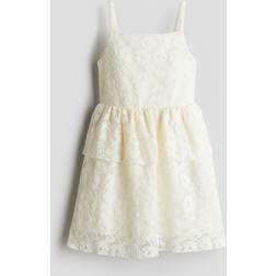 H&M Flounce Trimmed Lace Dress - White