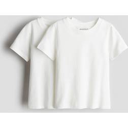 H&M Pojke 2-pack T-shirt I Bomullstrikå - Vit