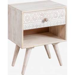 Sklum With Storage In Mango Wood Ukurla Vintage White Bedside Table
