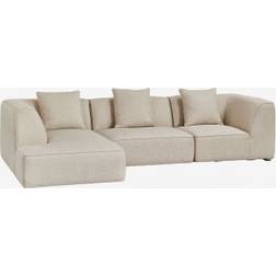 Sklum Sofá Modular Chaise Longue Izquierdo 3 Piezas En Tela Bouclé Beige Crema Sofa