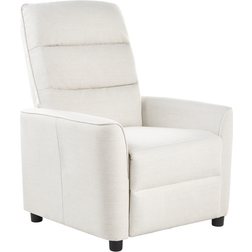 Beliani Retro Reclining Chair Adjustable Back Footrest Fabric Upholstery White Sande Armchair