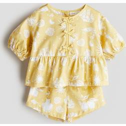 H&M Baby 2-delat Set I Bomullspoplin - Gul/Mönstrad