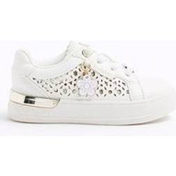 River Island Mini Flower Laser Cut Trainers - White